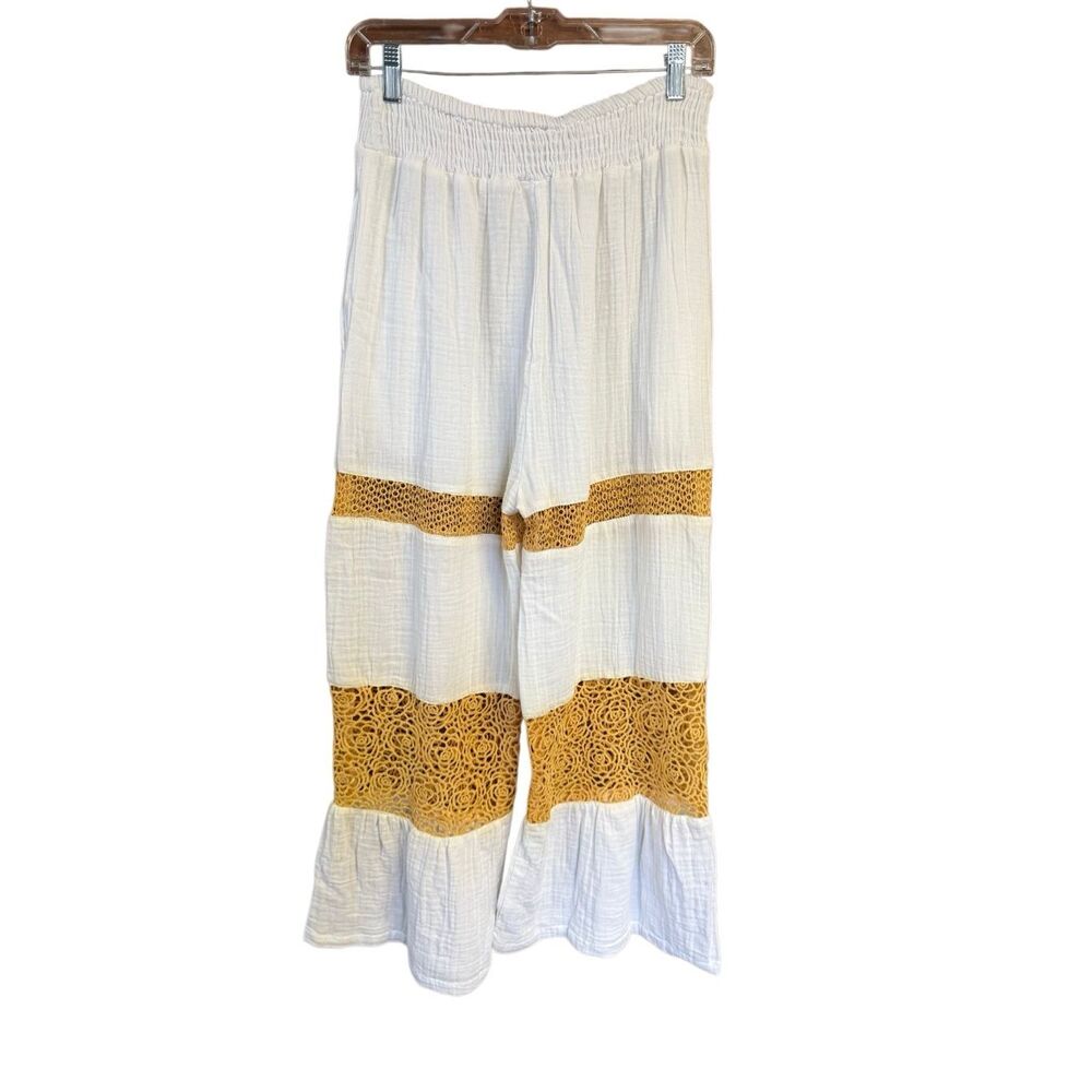 Kirat Cotton /Lace PALAZZO Pants Sz L-XL NWT *